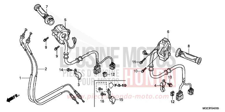 COMMUTATEUR/CABLE (VFR1200FD) de VFR1200F DCT DARKNESS BLACK METALLIC (NH463) 2012